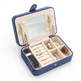 BG-1016 velvet jewelry case blue color