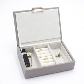 BG-1018 gray pu leather jewlery case single tire&multilaer
